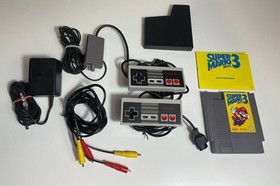 Nintendo NES Challenge Set Complete Console Cables Mario 3 Game Box Tested Works