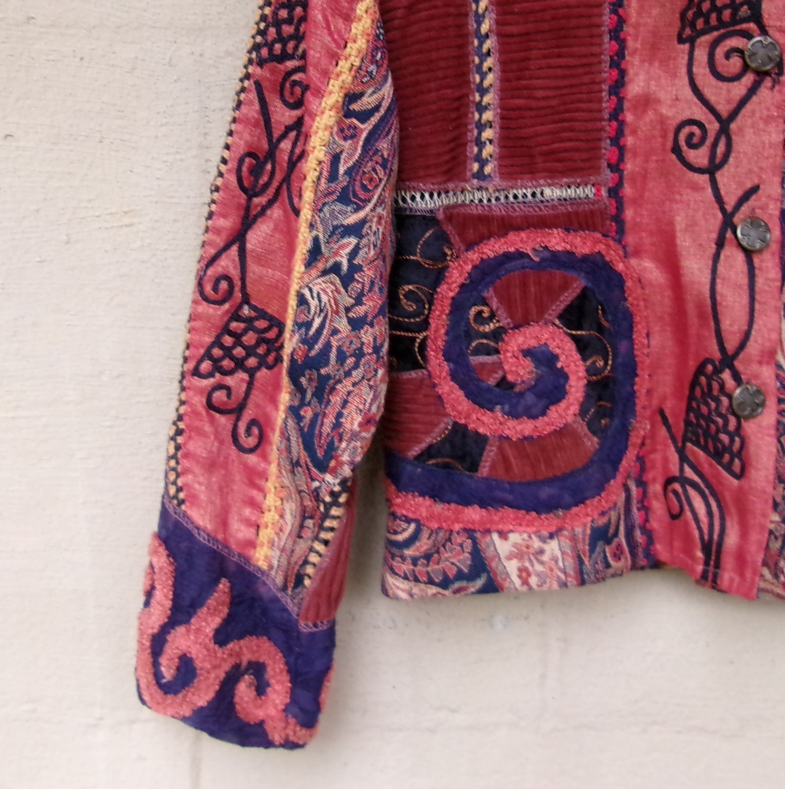 Sandy Starkman Patchwork Artsy Jacket w/Velvet /S… - image 2