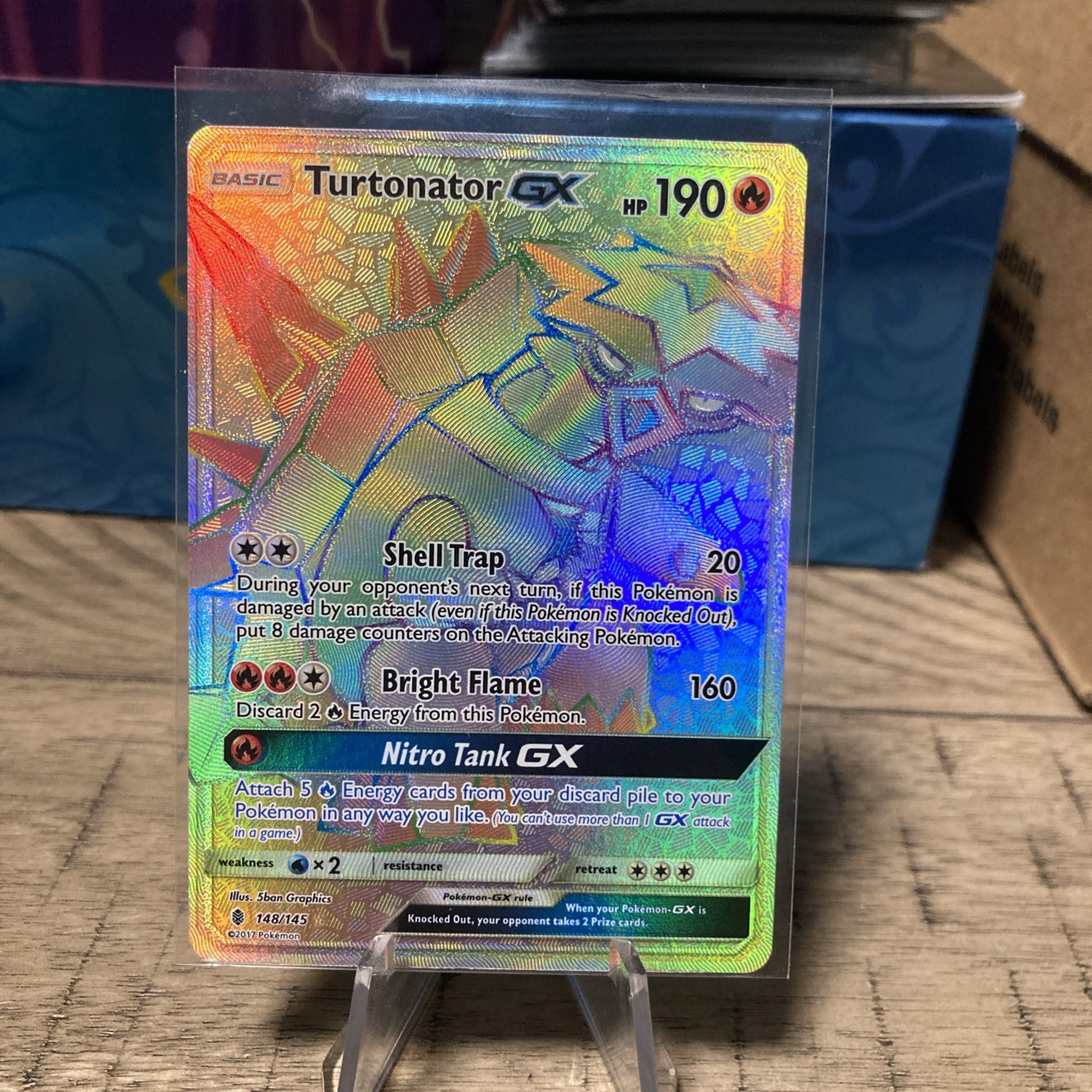 Pokemon TCG Guardians Rising Turtonator GX Secret Rare Full Art Holo 148/145
