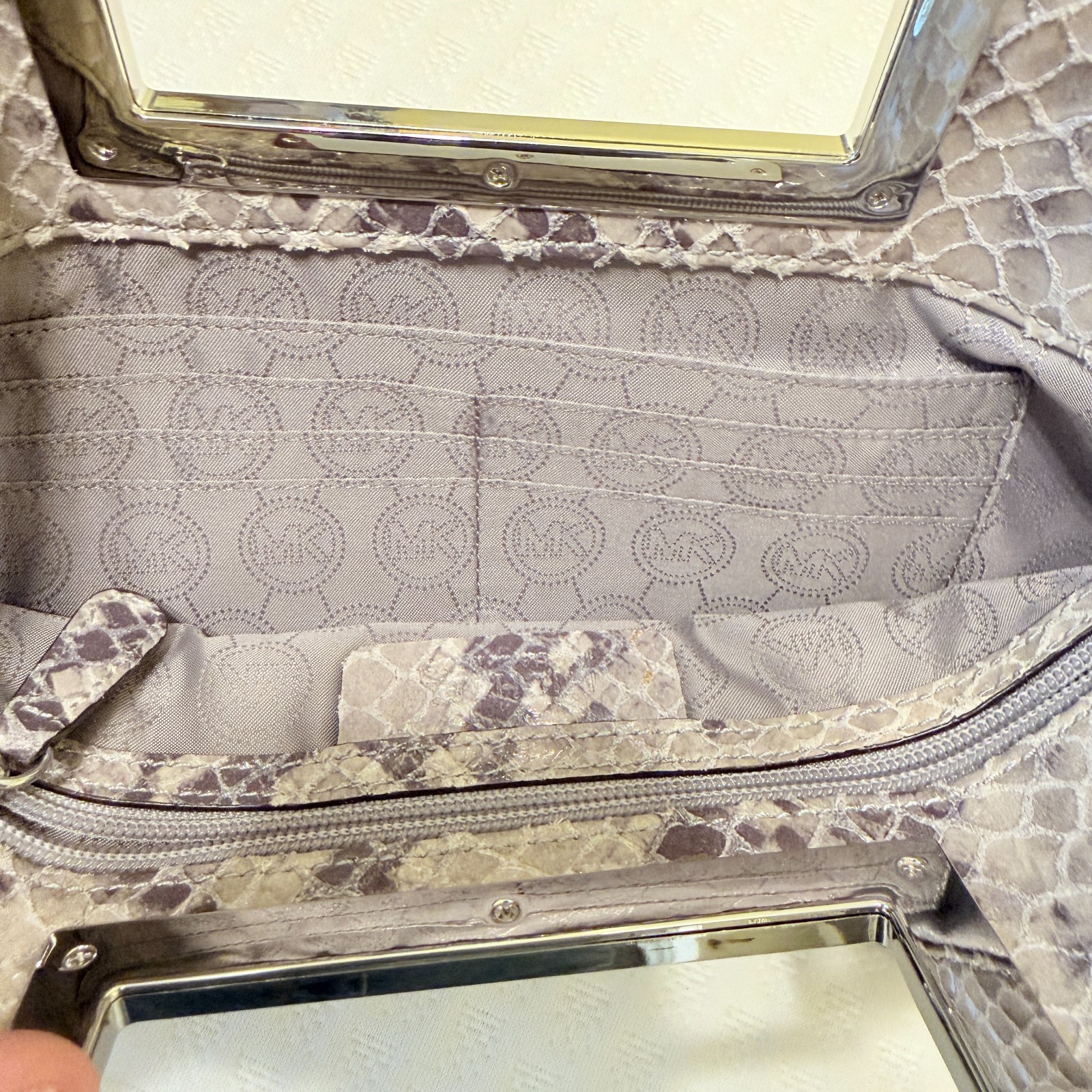 MICHAEL KORS Leather Python-Embossed Shoulder/Clu… - image 7