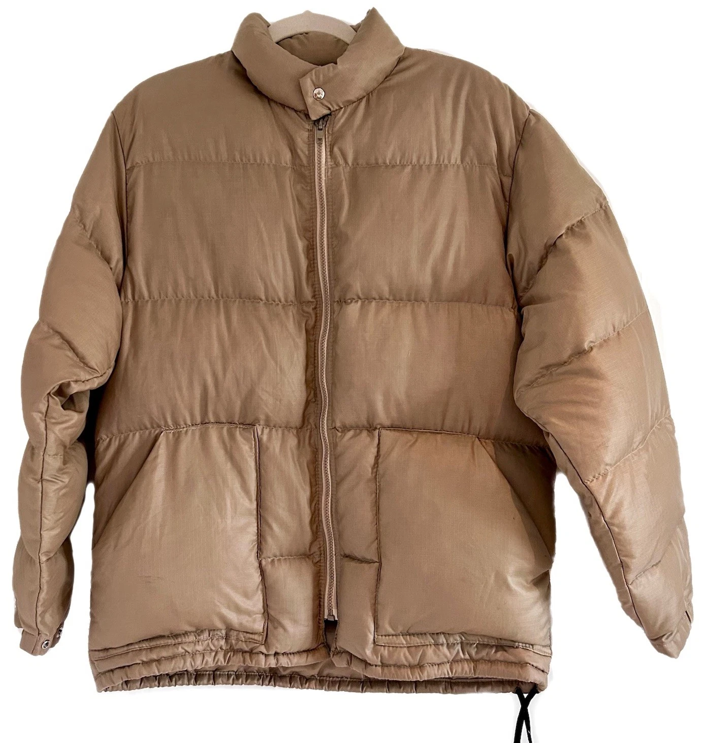 Vintage Men's Styled By Jones Down Puffer Jacket Medium Made In USA Tan Full Zip