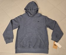 Quicksilver Boys Hooded Sweatshirt Sz M 10-12 Blue Ribbed Knit Pullover NWT