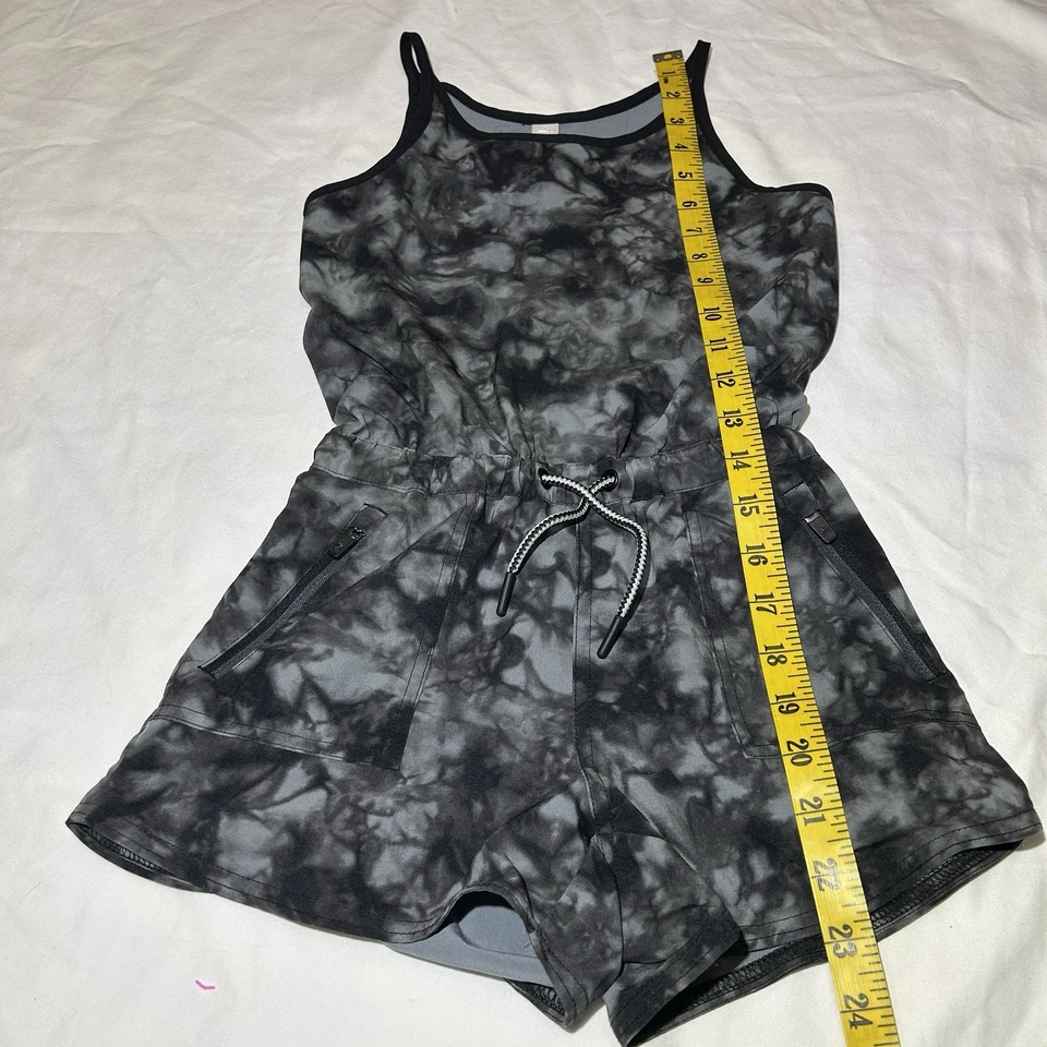 Athleta Girl Ready To Go Romper One Piece Gray Tie Dye Girls Size XS/6 - Image 2 of 4