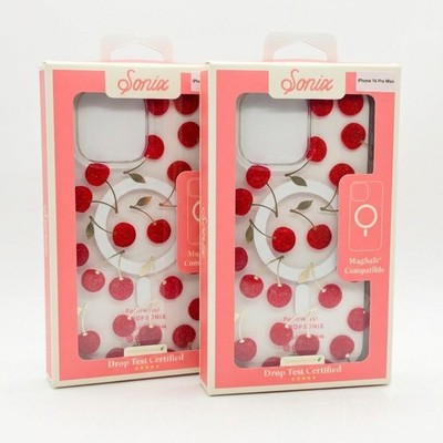 Lot Of 2 Sonix Apple iPhone 16 Pro Max Case - MagSafe - Clear Cherry Design 