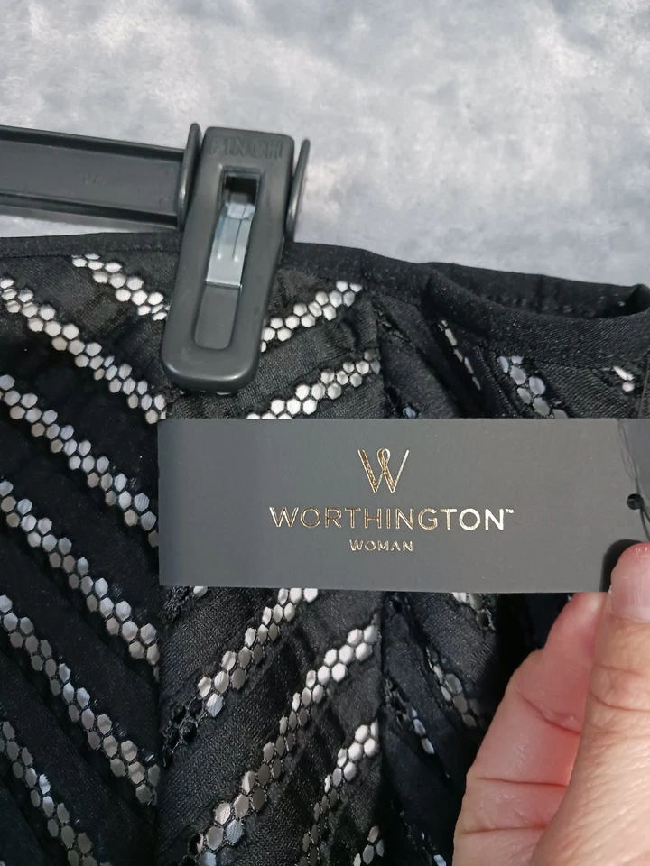Worthington Skirt Womens 20W Black White Chevron Stripe A Line Plus Size New - Изображение 4 из 4