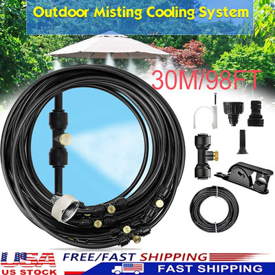 Misting Cooling System 98Ft (30M) Misting Line + 30 Brass Mist Nozzle For Garden