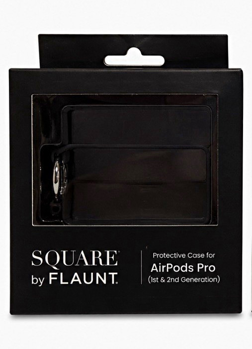 FLAUNT Square Protective Case for Apple AirPods Pro 1st/2nd Gen Black