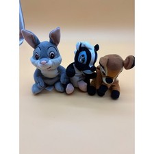 Disney Bambi Plush Bean Bag Lot Thumper Flower Skunk Deer Beanies Set of 3