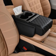 Car Armrest Cushion,5-in-1 Center Console Cover with 2 Storage Bags Cup Holder,