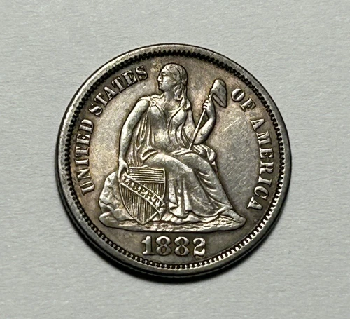 1882 SEATED LIBERTY DIME AU
