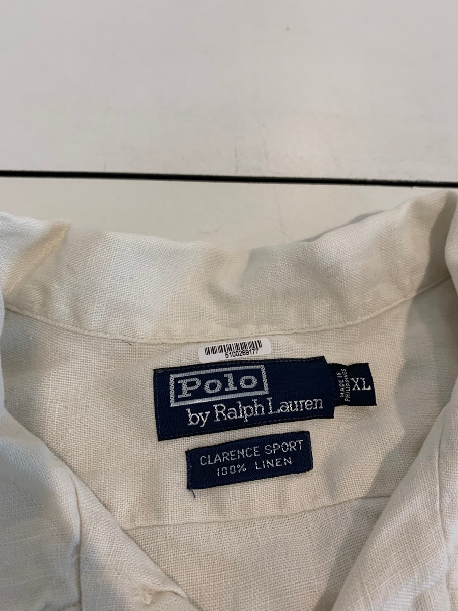 Polo Ralph Lauren Shirt XL White Clarence Sport Linen Resort