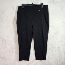 INC International Concepts Pants Women 14 Black Cropped Pull On Workwear Capris