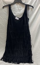 WOMENS BLACK FLAPPER ROARING 20'S COSTUME DRESS MEDIUM
