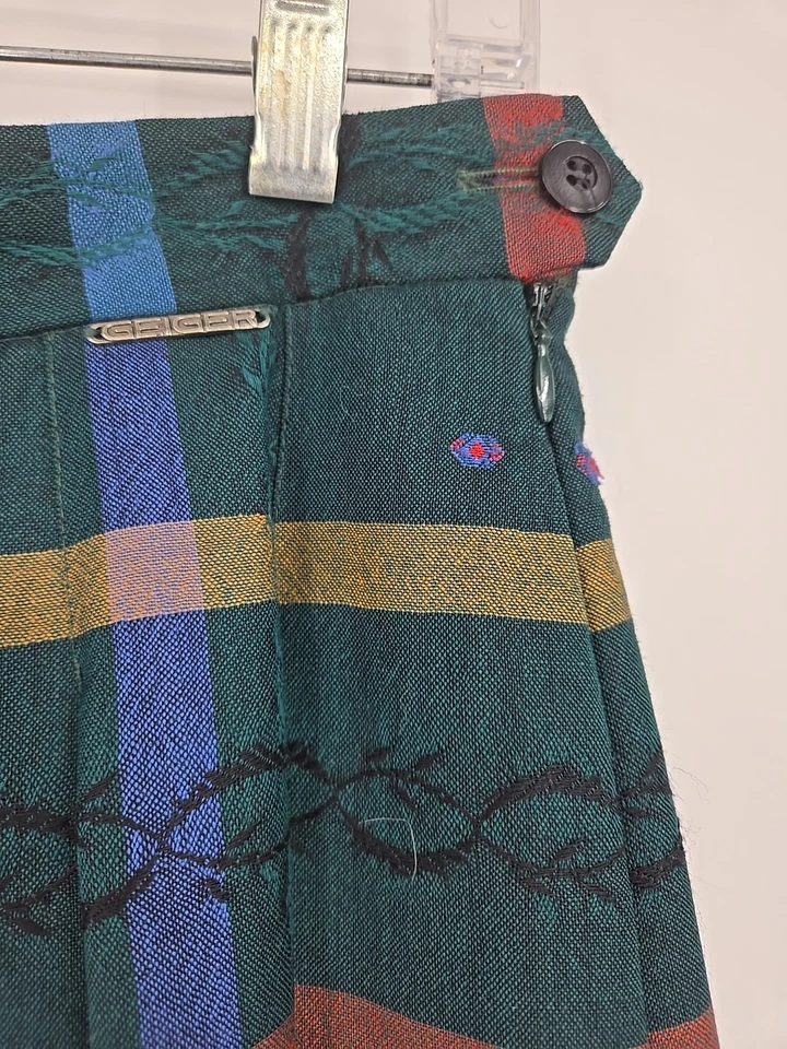 Falda De Colección GEIGER Austria Plisada a Cuadros Forrada de Lana Talla 40 Bolsillos Preparación Años 90 DEFECTUOSA Foto 2 de 4