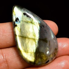 Natural Labradorite Pear Shape Cabochon Loose Gemstone 62 Ct. 42X25X8 mm A-6364