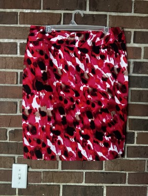 Cato womens straight lined skirt back zipper red Multicolor size 14