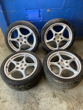2004 Porsche Boxster S 986 7.5x18 5-spoke Wheel Set 99636213405 3746 Oem