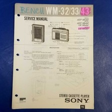 SONY WM-32 WM-33 WM-43 Service Manual Original Paper OEM Repair Guide - USA