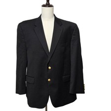 Chaps Blazer Mens 46 Regular Black Wool Sport Coat Gold Buttons Classic