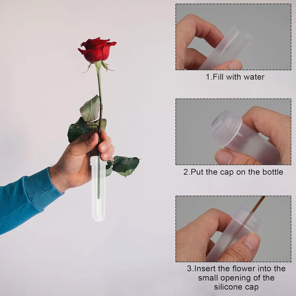 10 Stück Reagenzglas Vase, 9x2cm Blumenröhrchen Kunststoff, Wasserröhrchen für B - Bild 3 von 4