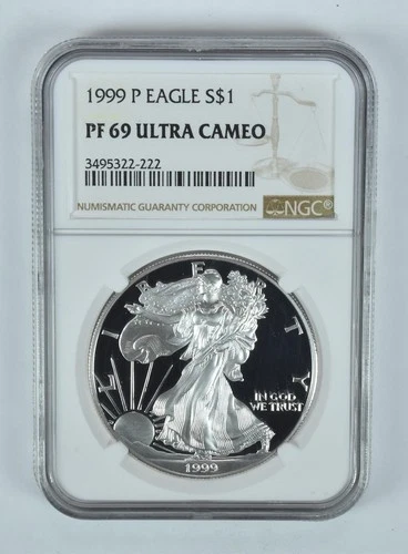 1999-P American Silver Eagle PF69 UCAM NGC Brown Label *0862