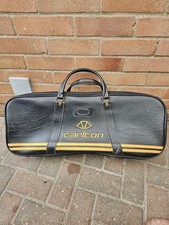 Vintage Carlton Black leather badminton racket Holdall bag retro made in England