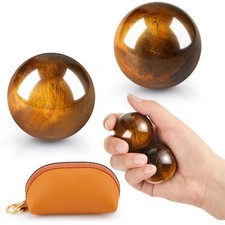 Baoding Balls Set of 2, Chinese Hand Exercise Balls with Leather Pouch, 1.57 ...