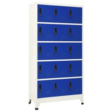 Image of Locker Cabinet Grey and Blue 90x40x180 cm Steel