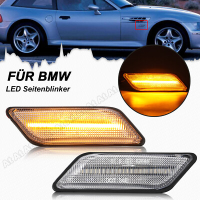 2x white LED side indicator turn signal for BMW E36 Z3 coupe roadster manufacturing years from 1995-2002