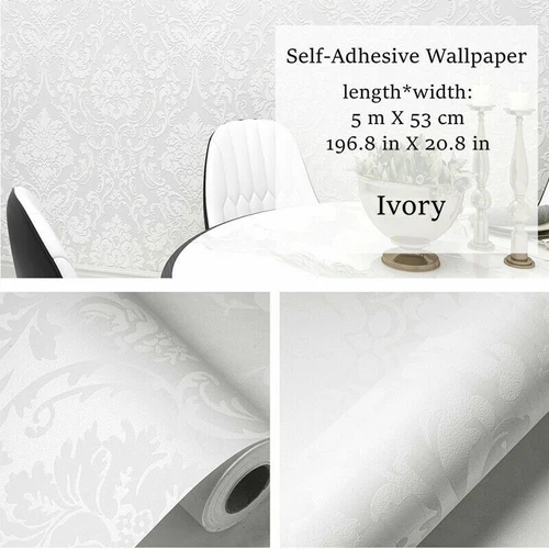 5M Floral Wallpaper Sticker Self-Adhesive Non-woven Wall Paper Home Decor Modern - Bild 22 von 24