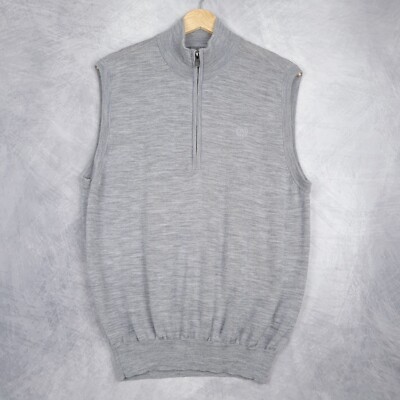 Footjoy 1/4 Zip Wool Sweater Vest Mens Medium Gray Knit