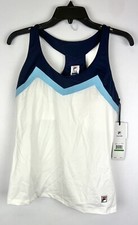 Fila Women  s White/Blue T Back Tank Activewear Tank Size L