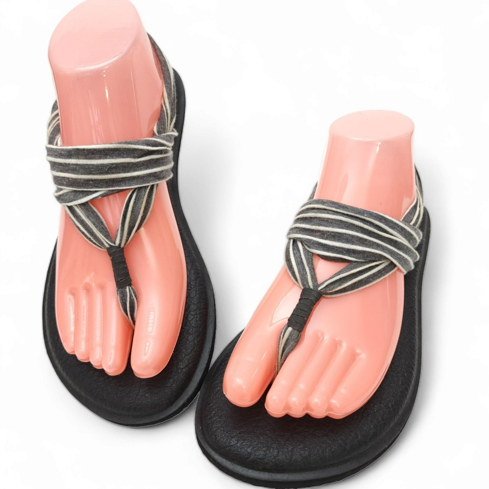 APL Sandali donna Yoga Sling 2 Sanuk grigi a righe tanga comodi taglia 8