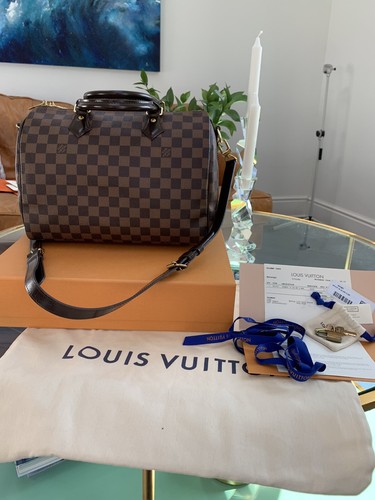 Louis Vuitton SPEEDY BANDOULIERE 30 DAMIER EBENE W/ Receipt | eBay
