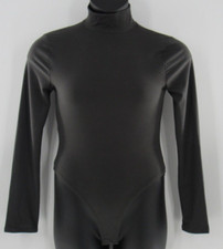 Zenana Women's Mock Turtleneck Long Sleeve Slim Bodysuit Dark Gray Sz Large NEW