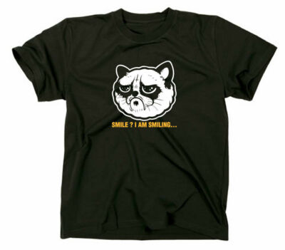 Grumpy Cat T-Shirt Smile Smiling Funny Fun Just No Nope Katze Kitty Lady Lover