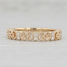 New Diamond Stackable Ring 14k Yellow Gold Wedding Band Women's Stacking Sz 6.25