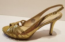 Women's Gold Metallic Heels Leather Platform Nine West Jakana NEW Size 9