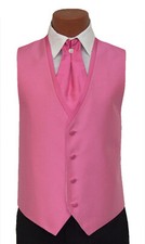 Men's Jean Yves Hot Pink Tuxedo Vest with Cravat Ascot Tie Free Shipping Size L