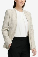 DKNY Collarless Tweed Blazer Beige city oasis sz 12 new