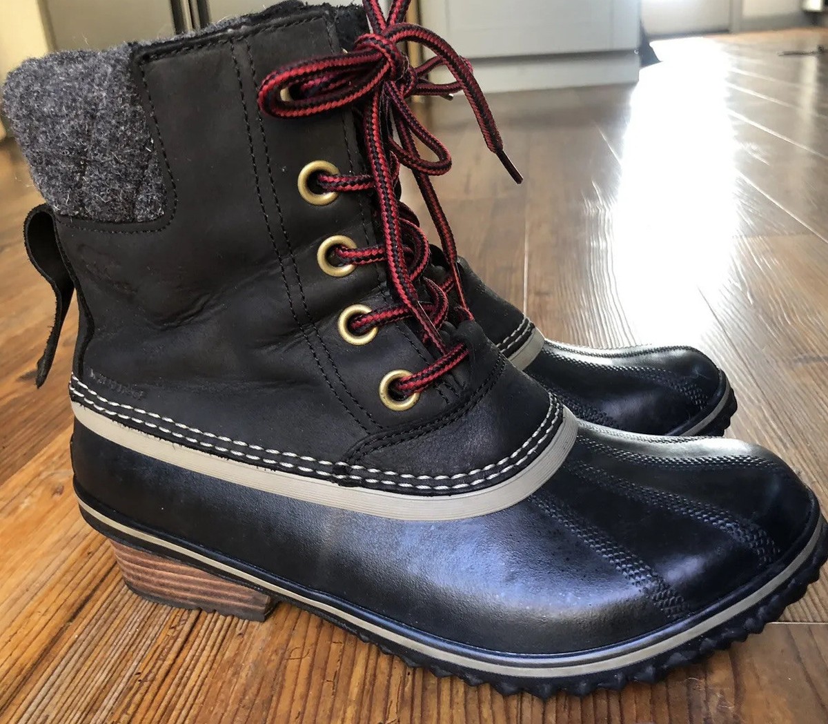 Sorel Slimpack II 2 Gray Black Lace Up Winter Boots Womens  display picture 3
