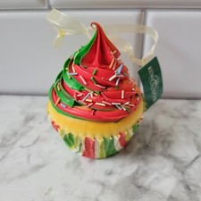 Kurt Adler Foam Cupcake Christmas Ornament Red Orange Green  Sprinkles