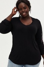 Torrid Super Soft Black Lightning Sleeve Hoodie Black Size 0 12 Large NWT