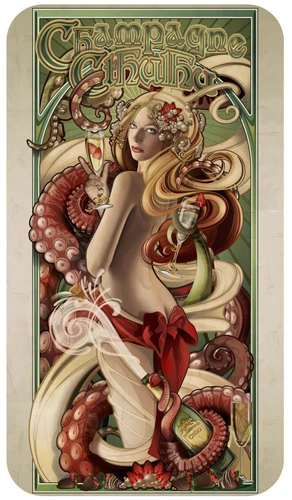 Hayleybug Champagne Cthulhu Colorized 1 oz Silver Bar by Echo Chernik