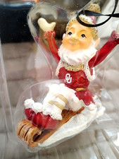 NEW in Box, ELF ON SLED Tree ORNAMENT Christmas The Memory Company OK SOONERS OU
