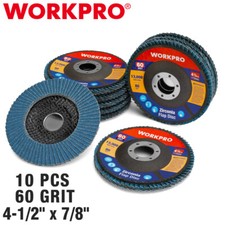 WORKPRO 10PCS Flap Disc 4-1/2" x 7/8" 60Grits T29 Zirconia Abrasive Sanding Disc