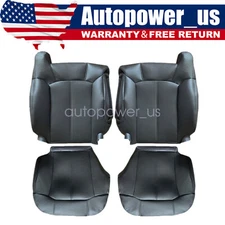 Driver & Passenger Leather Seat Cover Dark Gray Fits 1999-2002 Chevy Silverado