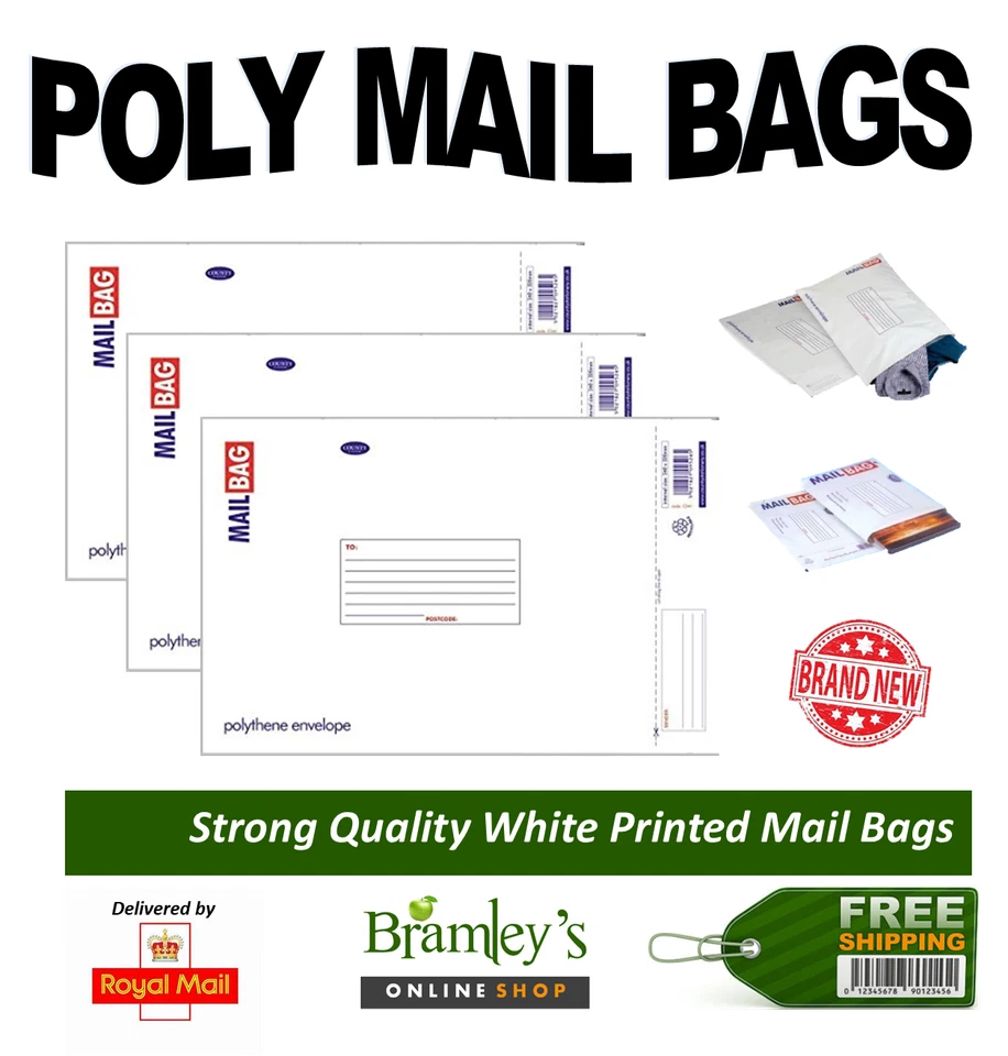 COUNTY STATIONERY County Polyethylen Umschlag Posttaschen VERSCHIEDENE GRÖSSEN GÜNSTIGE & SCHNELLE VERSAND