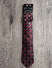 Bergamo New York Handmade Tie Hanky and Cufflink Set Red & Gray New