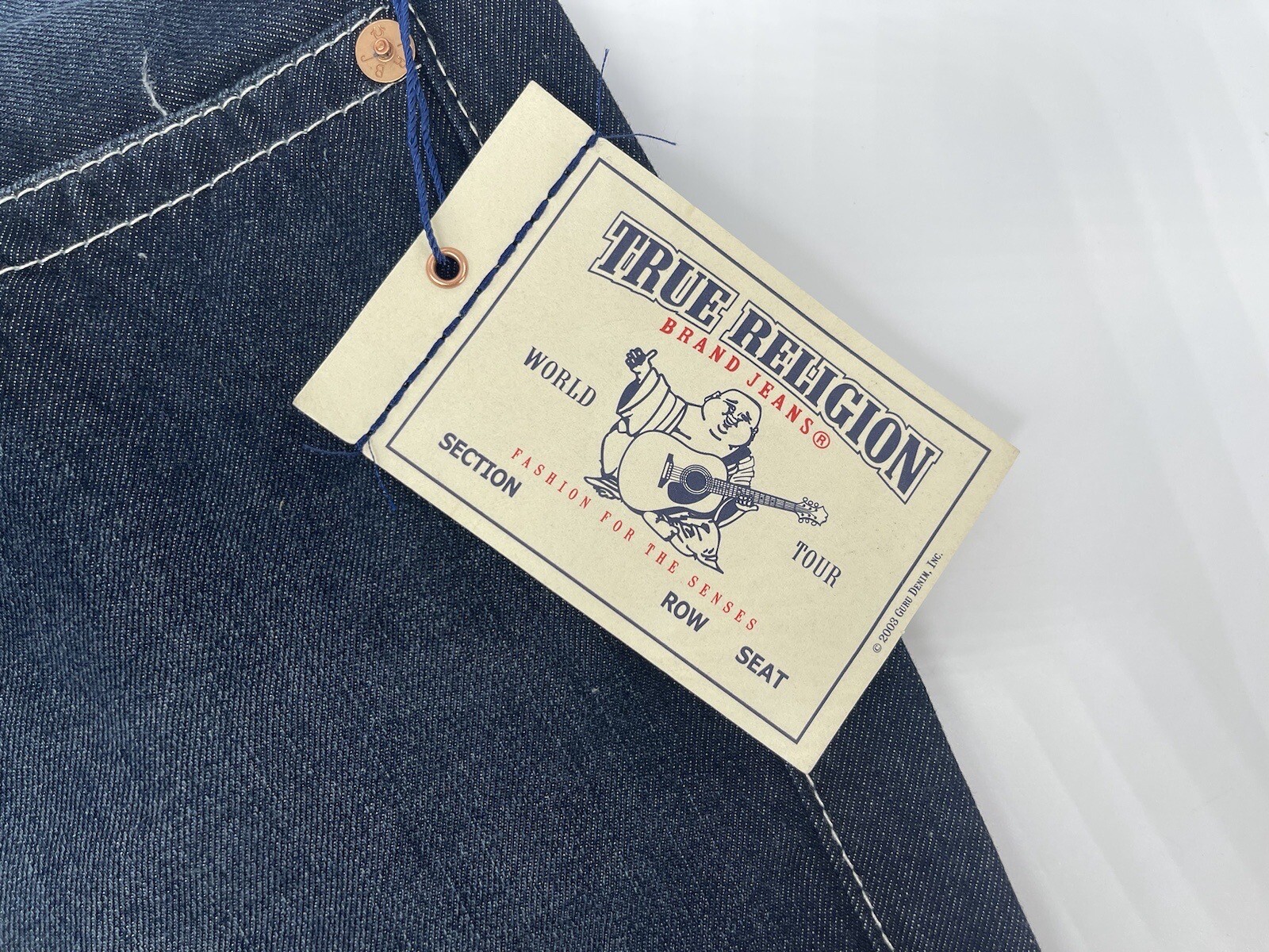 True Religion M2F858TSM Basic Bootcut w/ Flaps Dark Wash Jeans Mens Size 38 x 34 image 8